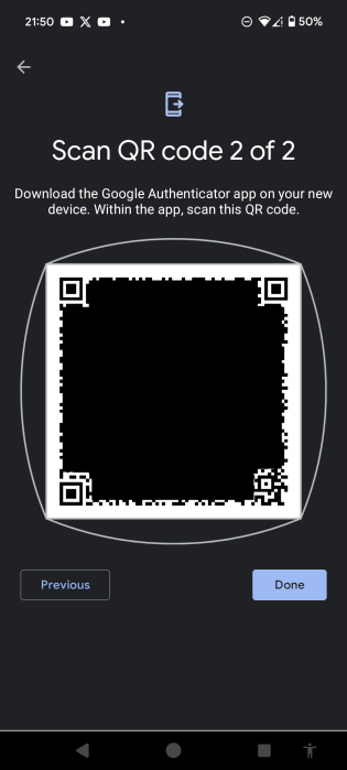 second qr code, text above reads "Scan QR code 2 of 2"